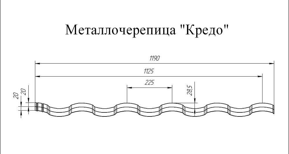 Профиль волновой Кредо, Полиэстер 0,45 мм